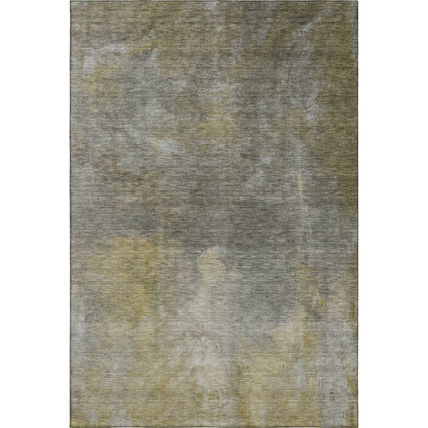 HomeRoots 5' X 8' Abstract Pewter Beige and Gold Washable Rug with UV Protection for Modern Living Spaces 683628