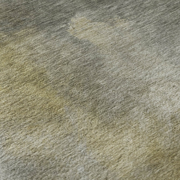 HomeRoots 5' X 8' Abstract Pewter Beige and Gold Washable Rug with UV Protection for Modern Living Spaces 683628