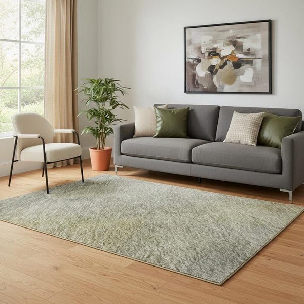 HomeRoots 5' X 8' Abstract Pewter Beige and Gold Washable Rug with UV Protection for Modern Living Spaces 683628
