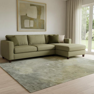 HomeRoots 8' X 10' Abstract Washable Area Rug in Pewter Beige & Gold - UV Protection for High-Traffic Spaces 683630