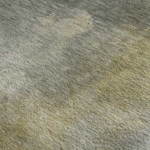 HomeRoots 9' X 12' Abstract Washable Area Rug in Pewter Beige & Gold – UV Protected, Stain Resistant & Stylish! 683631