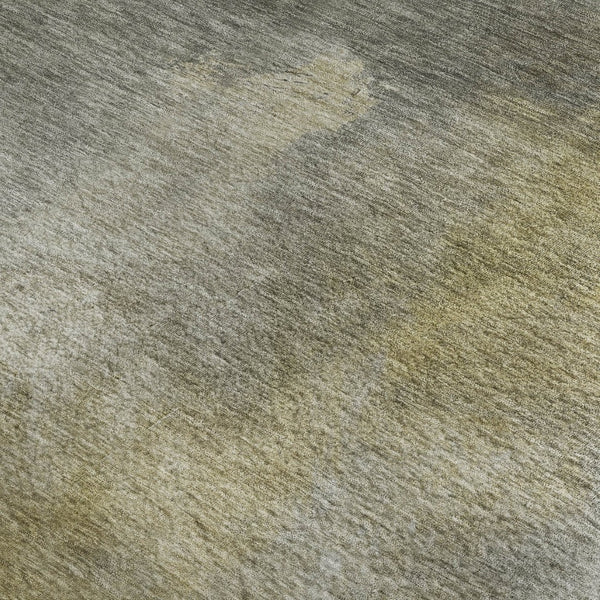 HomeRoots 9' X 12' Abstract Washable Area Rug in Pewter Beige & Gold – UV Protected, Stain Resistant & Stylish! 683631