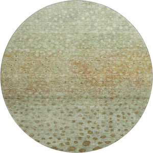 HomeRoots 8' Artichoke Green & Copper Polka Dot Washable Round Rug - UV Protected, Durable, Stylish Design 683635