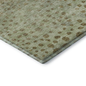 HomeRoots 8' Artichoke Green & Copper Polka Dot Washable Round Rug - UV Protected, Durable, Stylish Design 683635
