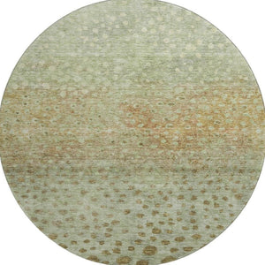 HomeRoots 8' Artichoke Green & Copper Polka Dot Washable Round Rug - UV Protected, Durable, Stylish Design 683635