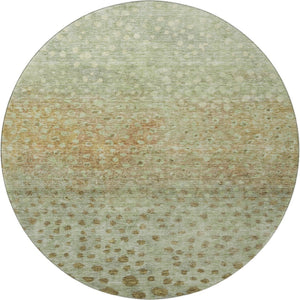 HomeRoots 8' Artichoke Green & Copper Polka Dot Washable Round Rug - UV Protected, Durable, Stylish Design 683635