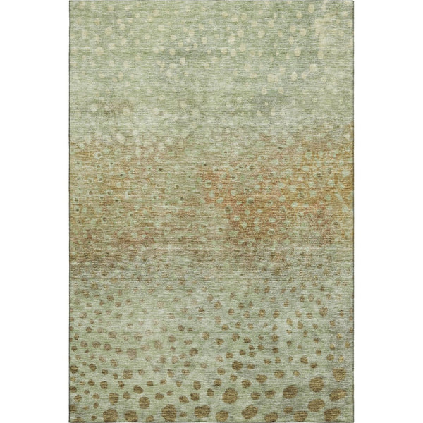 HomeRoots 8' X 10' Stylish Artichoke Green & Copper Polka Dot Washable Area Rug with UV Protection & Durability 683636