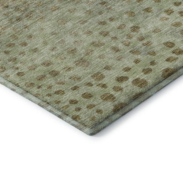 HomeRoots 8' X 10' Stylish Artichoke Green & Copper Polka Dot Washable Area Rug with UV Protection & Durability 683636