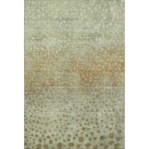 HomeRoots 9' x 12' Artichoke Green & Copper Polka Dot Washable Area Rug with UV Protection for Active Homes 683637