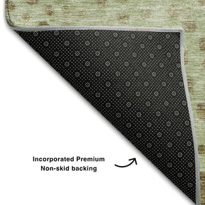 HomeRoots 9' x 12' Artichoke Green & Copper Polka Dot Washable Area Rug with UV Protection for Active Homes 683637