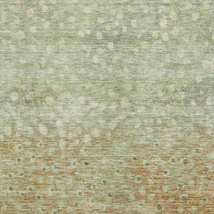 HomeRoots 9' x 12' Artichoke Green & Copper Polka Dot Washable Area Rug with UV Protection for Active Homes 683637