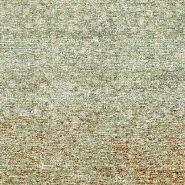 HomeRoots 9' x 12' Artichoke Green & Copper Polka Dot Washable Area Rug with UV Protection for Active Homes 683637