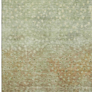 HomeRoots 9' x 12' Artichoke Green & Copper Polka Dot Washable Area Rug with UV Protection for Active Homes 683637