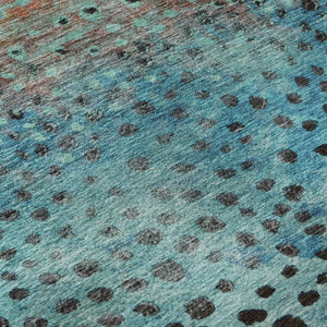 HomeRoots 5' X 8' Blue Copper Ivory Polka Dot Area Rug – Washable, UV Protected, Durable for Family Homes 683640