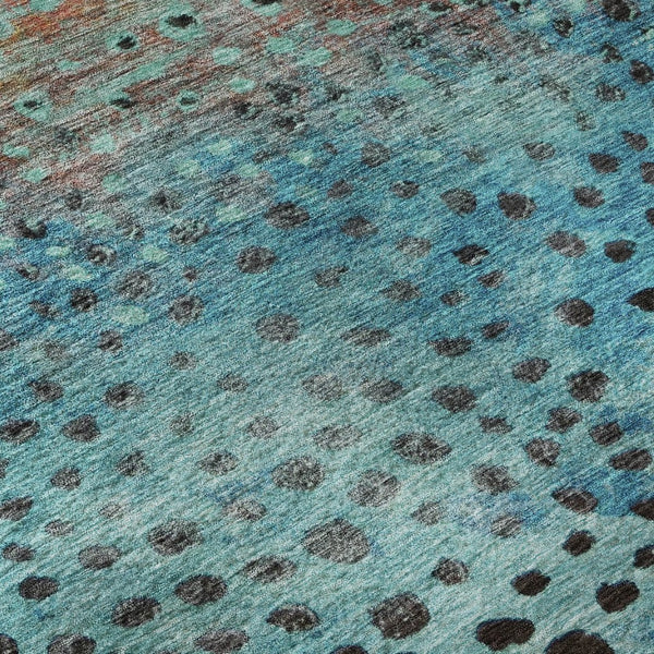 HomeRoots 5' X 8' Blue Copper Ivory Polka Dot Area Rug – Washable, UV Protected, Durable for Family Homes 683640
