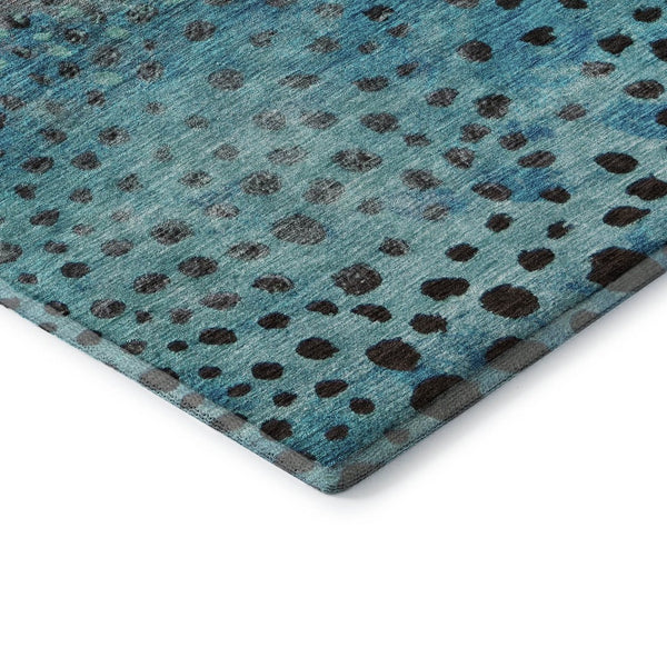 HomeRoots 9' X 12' Playful Blue, Copper & Ivory Polka Dot Area Rug - Washable, UV-Protected, Stain-Resistant! 683643