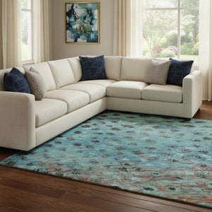 HomeRoots 10' X 14' Blue Copper Ivory Polka Dot Washable Area Rug – Durable, UV-Protected, Stylish & Easy Care! 683644