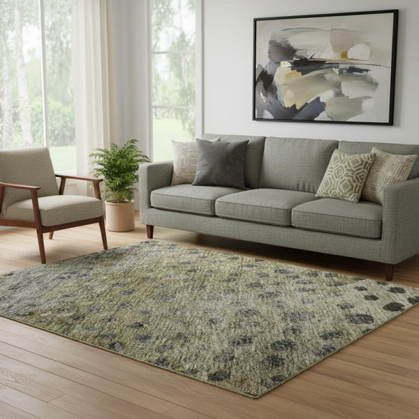 HomeRoots 5' X 8' Polka Dot Area Rug in Brown, Gray & Beige - Washable, UV Protected, Stylish & Durable Design 683646