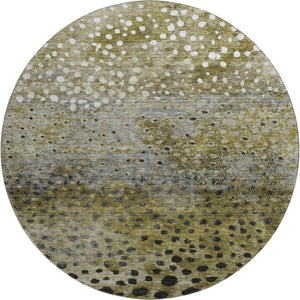 HomeRoots 8' Washable Round Rug in Brown, Gray & Beige Polka Dots - UV Protected, Durable, Easy Care Design 683647