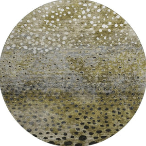 HomeRoots 8' Washable Round Rug in Brown, Gray & Beige Polka Dots - UV Protected, Durable, Easy Care Design 683647