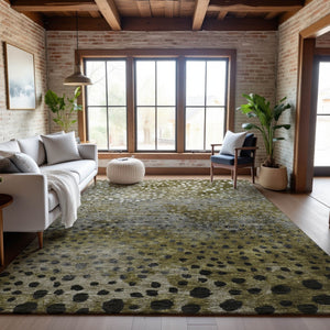 HomeRoots 8' X 10' Washable Polka Dot Area Rug in Brown, Gray & Beige - UV-Protected & Stain-Resistant Design 683648