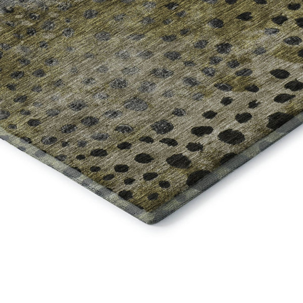 HomeRoots 8' X 10' Washable Polka Dot Area Rug in Brown, Gray & Beige - UV-Protected & Stain-Resistant Design 683648