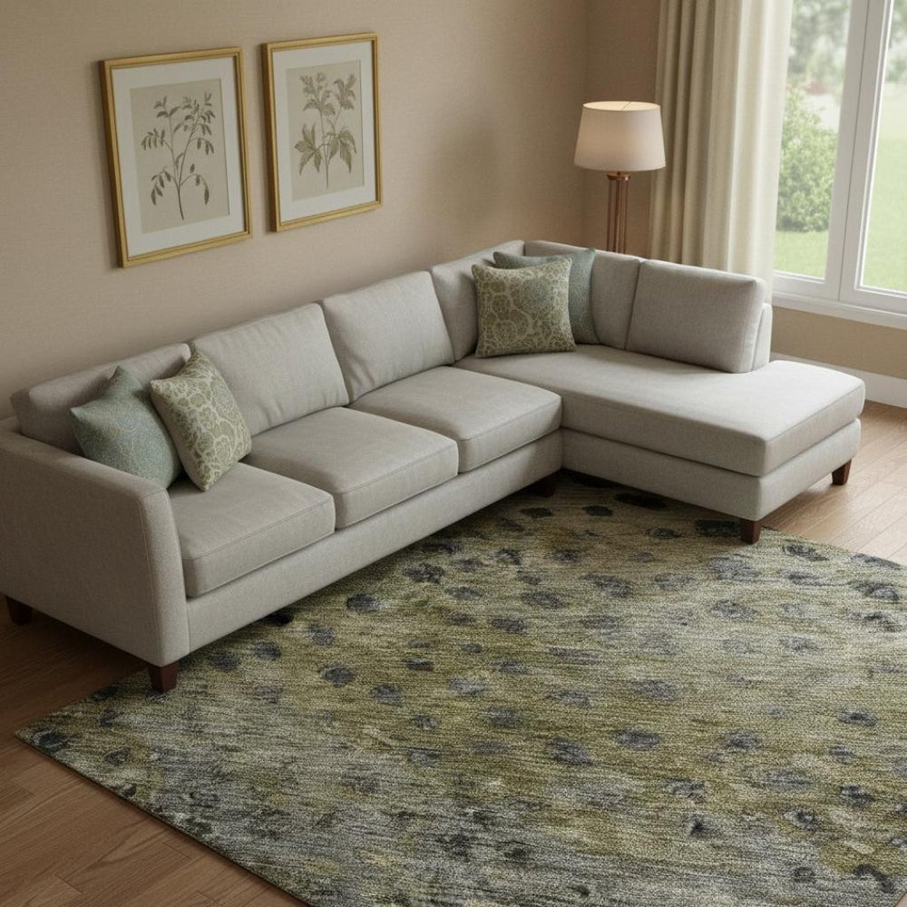 HomeRoots 9' X 12' Washable Polka Dot Area Rug in Brown, Gray, and Beige - UV Protected, Stain Resistant & Durable 683649
