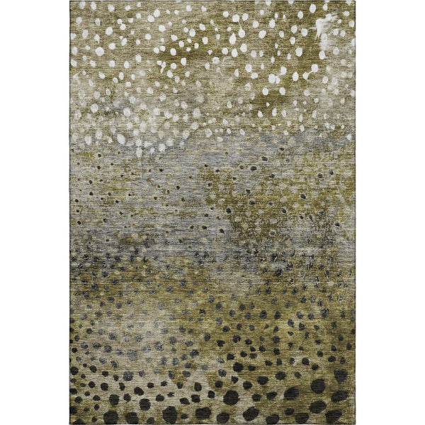 HomeRoots 9' X 12' Washable Polka Dot Area Rug in Brown, Gray, and Beige - UV Protected, Stain Resistant & Durable 683649