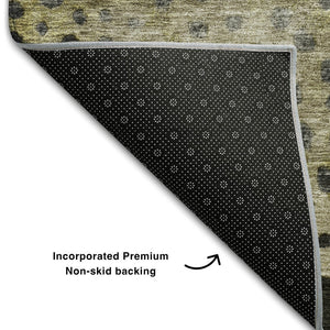 HomeRoots 9' X 12' Washable Polka Dot Area Rug in Brown, Gray, and Beige - UV Protected, Stain Resistant & Durable 683649