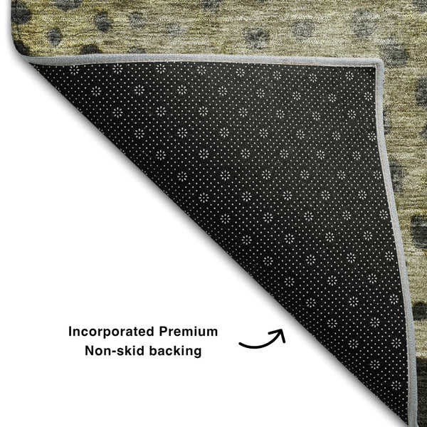 HomeRoots 9' X 12' Washable Polka Dot Area Rug in Brown, Gray, and Beige - UV Protected, Stain Resistant & Durable 683649