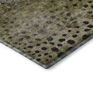HomeRoots 9' X 12' Washable Polka Dot Area Rug in Brown, Gray, and Beige - UV Protected, Stain Resistant & Durable 683649