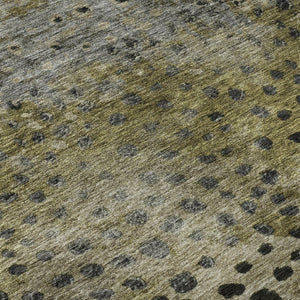 HomeRoots 9' X 12' Washable Polka Dot Area Rug in Brown, Gray, and Beige - UV Protected, Stain Resistant & Durable 683649
