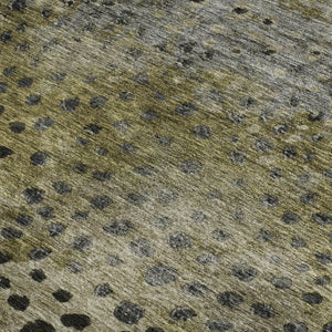 HomeRoots 9' X 12' Washable Polka Dot Area Rug in Brown, Gray, and Beige - UV Protected, Stain Resistant & Durable 683649