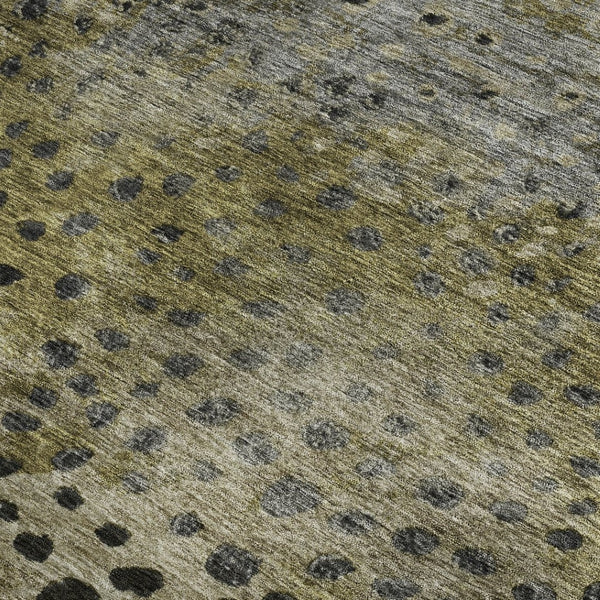 HomeRoots 9' X 12' Washable Polka Dot Area Rug in Brown, Gray, and Beige - UV Protected, Stain Resistant & Durable 683649
