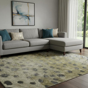 HomeRoots 10' X 14' Washable Polka Dot Area Rug in Brown, Gray, Beige - UV Protected, Stain-Resistant, Durable 683650