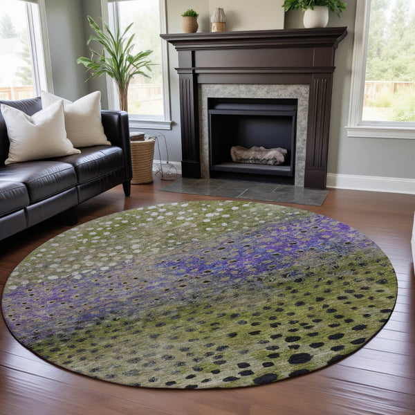 HomeRoots 8' Colorful Polka Dot Washable Round Rug – UV Protected, Stain-Resistant, Ideal for Family Homes! 683653