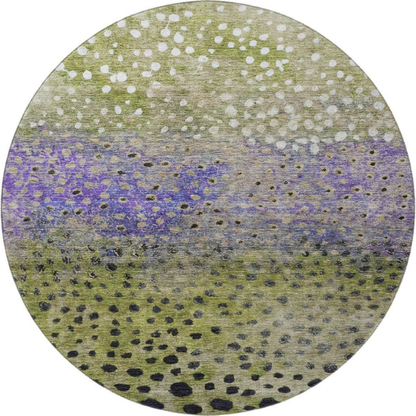 HomeRoots 8' Colorful Polka Dot Washable Round Rug – UV Protected, Stain-Resistant, Ideal for Family Homes! 683653