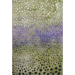 HomeRoots 8' X 10' Washable Polka Dot Area Rug in Green, Purple & Ivory - UV Protected, Stain-Resistant Design 683654