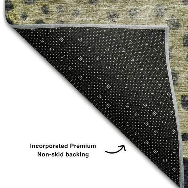 HomeRoots 8' X 10' Washable Polka Dot Area Rug in Green, Purple & Ivory - UV Protected, Stain-Resistant Design 683654