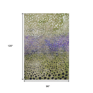 HomeRoots 8' X 10' Washable Polka Dot Area Rug in Green, Purple & Ivory - UV Protected, Stain-Resistant Design 683654
