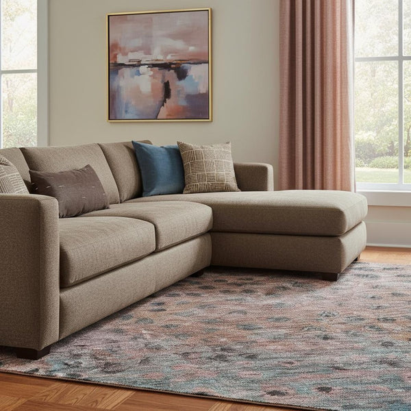 HomeRoots 8' X 10' Stylish Rust Teal Ivory Polka Dot Area Rug – Washable, UV Protected, Perfect for Homes! 683660