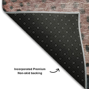 HomeRoots 9' X 12' Stylish Rust Teal Ivory Polka Dot Washable Area Rug with UV Protection for Busy Homes 683661