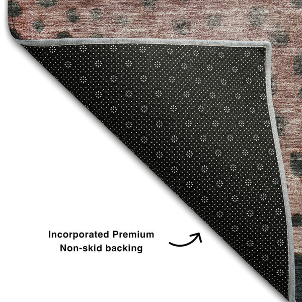 HomeRoots 9' X 12' Stylish Rust Teal Ivory Polka Dot Washable Area Rug with UV Protection for Busy Homes 683661