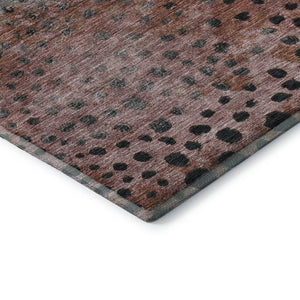 HomeRoots 9' X 12' Stylish Rust Teal Ivory Polka Dot Washable Area Rug with UV Protection for Busy Homes 683661