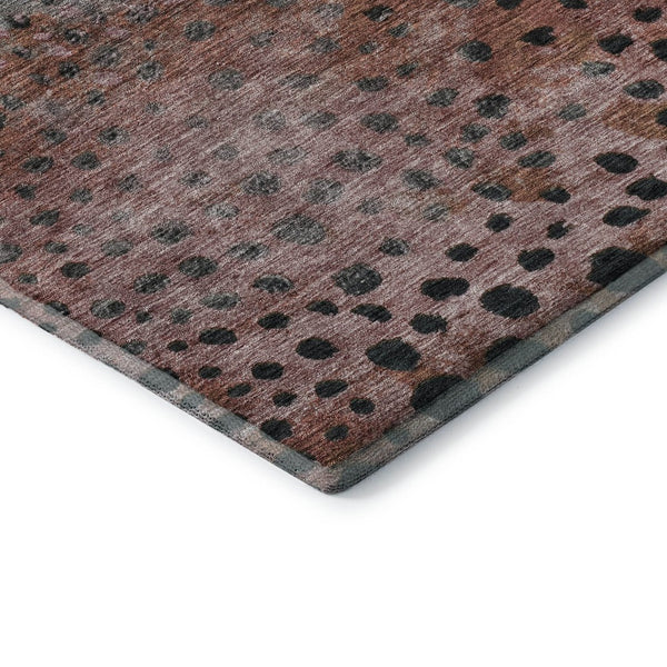 HomeRoots 9' X 12' Stylish Rust Teal Ivory Polka Dot Washable Area Rug with UV Protection for Busy Homes 683661