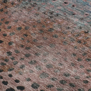 HomeRoots 9' X 12' Stylish Rust Teal Ivory Polka Dot Washable Area Rug with UV Protection for Busy Homes 683661