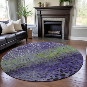 HomeRoots 8' Colorful Washable Round Rug with Polka Dots - UV Protected, Durable, Ideal for Homes with Kids & Pets 683665