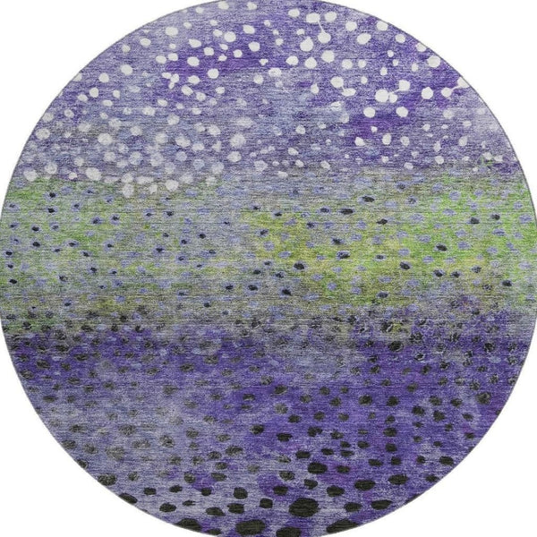 HomeRoots 8' Colorful Washable Round Rug with Polka Dots - UV Protected, Durable, Ideal for Homes with Kids & Pets 683665