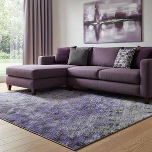 HomeRoots 8' X 10' Washable Polka Dot Area Rug in Purple, Green & Ivory - UV Protection for Busy Homes! 683666