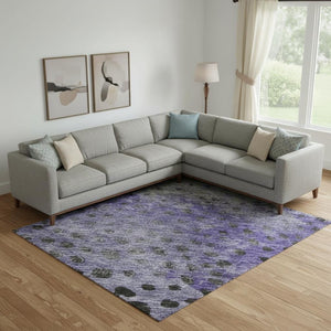HomeRoots 9' X 12' Washable Polka Dot Area Rug in Purple, Green & Ivory - UV Protected, Stain Resistant Fun! 683667